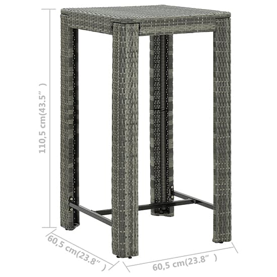 Aldis Outdoor Poly Rattan Bar Table With 2 Stools In Grey Furniture