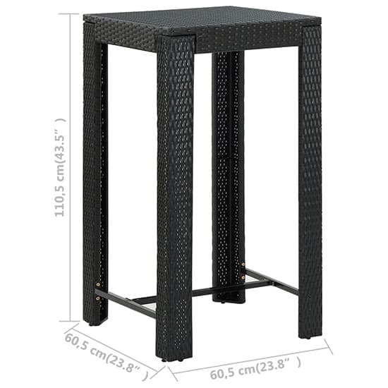 Aldis Outdoor Poly Rattan Bar Table With 4 Stools In Black Furniture
