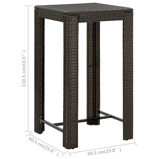 Aldis Outdoor Poly Rattan Bar Table With 4 Stools In Brown_5