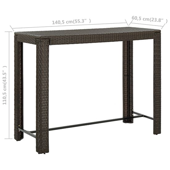 Aleka Outdoor Poly Rattan Bar Table With 6 Stools In Brown_5