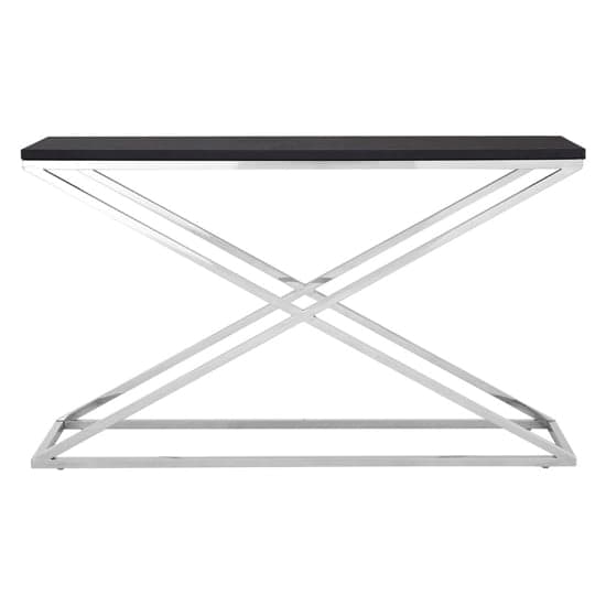 Alena Wooden Leather Effect Console Table In Black_2