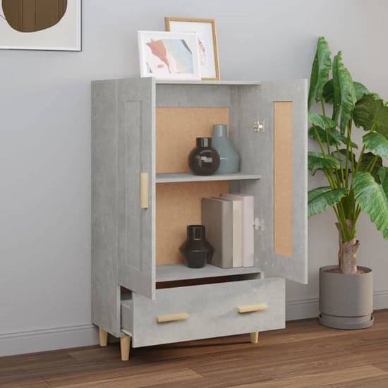 Aleta Wooden Highboard With 2 Doors 1 Drawer In Concrete Effect_2