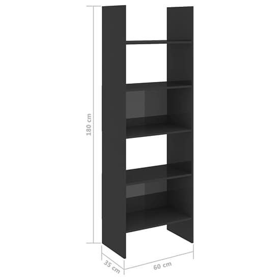 Alev High Gloss Bookcase With 5 Shelves In Grey_4