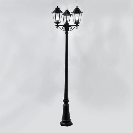 Alex Ip44 Black 3 Light Outdoor Post Lamp With Clear Glass_1