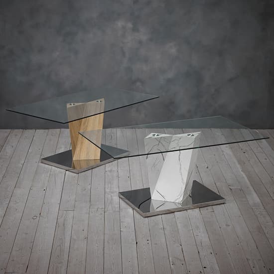 Alfa Clear Glass Coffee Table With Marble Effect Base_3