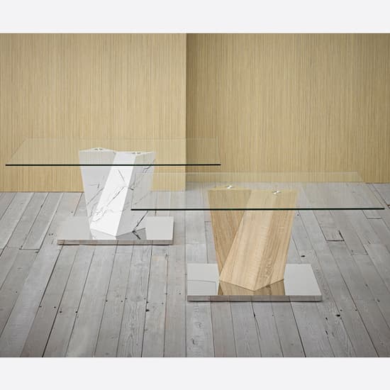 Alfa Clear Glass Coffee Table With Marble Effect Base_4