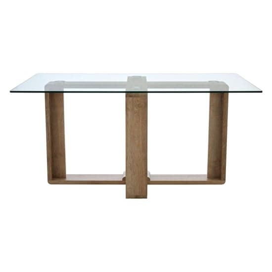 Alfratos Clear Glass Top Dining Table With Natural Wooden Base_2