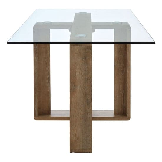 Alfratos Clear Glass Top Dining Table With Natural Wooden Base_3