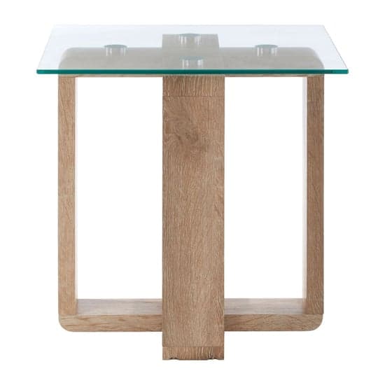 Alfratos Clear Glass Top Side Table With Natural Wooden Base_2