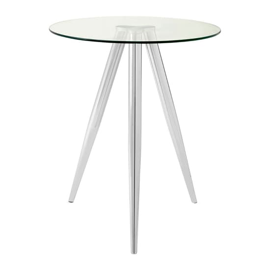 Alfratos Round Clear Glass Top Bar Table With Chrome Metal Legs
