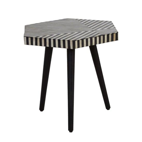 Algieba Hexagonal Wooden Side Table In Monochromatic Effect_1