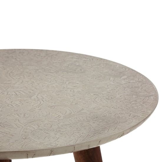 Algieba Round Wooden Side Table In White_2