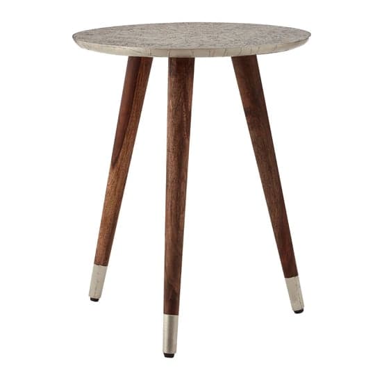Algieba Round Wooden Side Table In White_1