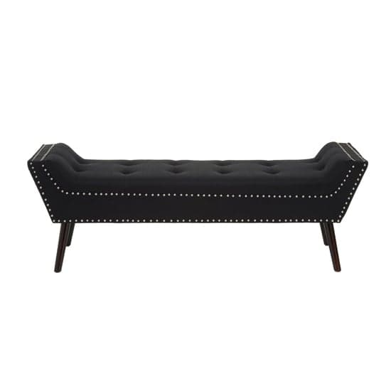 Alicia Fabric Hallway Seating Bench In Black With Wooden Legs_2
