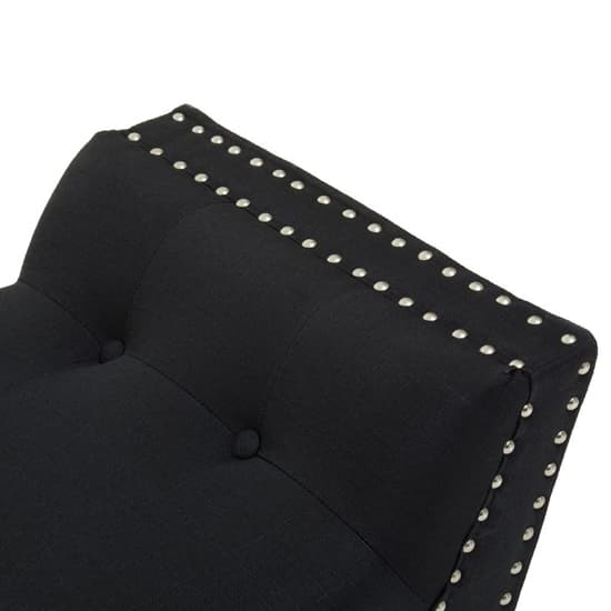 Alicia Fabric Hallway Seating Bench In Black With Wooden Legs_4