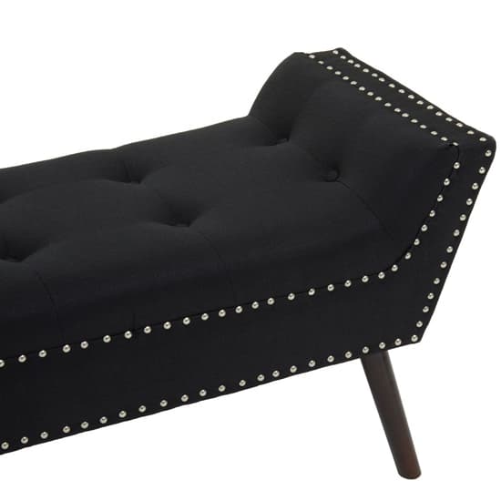 Alicia Fabric Hallway Seating Bench In Black With Wooden Legs_5