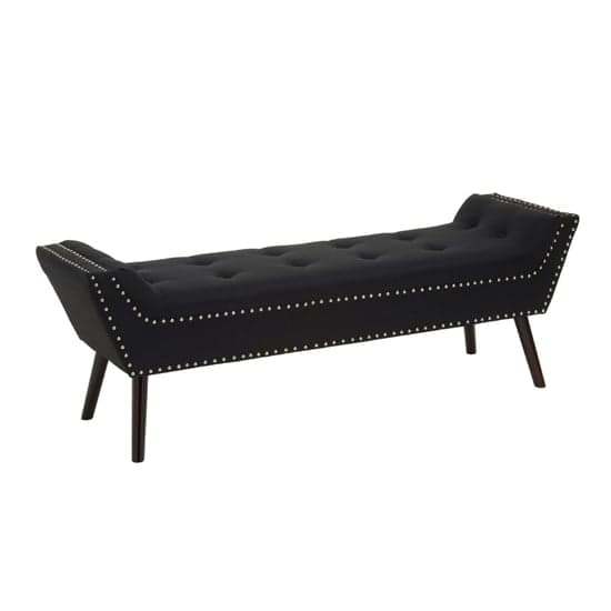 Alicia Fabric Hallway Seating Bench In Black With Wooden Legs_1