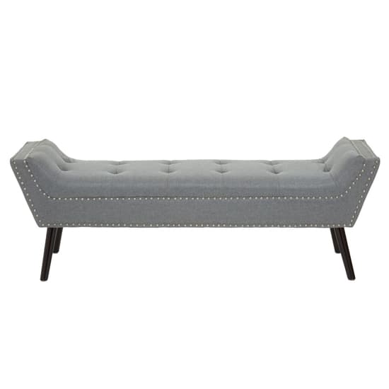 Alicia Fabric Hallway Seating Bench In Grey With Wooden Legs_2