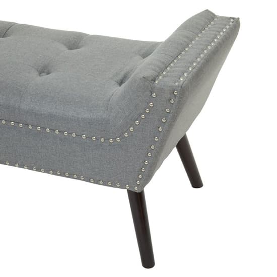 Alicia Fabric Hallway Seating Bench In Grey With Wooden Legs_4