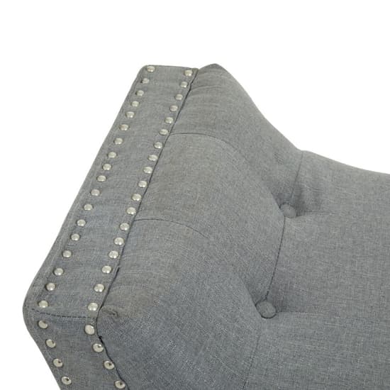 Alicia Fabric Hallway Seating Bench In Grey With Wooden Legs_5