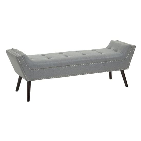Alicia Fabric Hallway Seating Bench In Grey With Wooden Legs_1