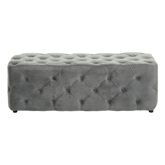 Alicia Velvet Hallway Seating Bench In Grey With Wooden Feets_2