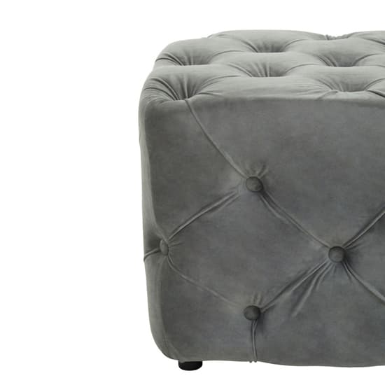 Alicia Velvet Hallway Seating Bench In Grey With Wooden Feets_6