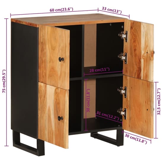 Alina Acacia Solid Wood Sideboard With 4 Doors In Brown_8
