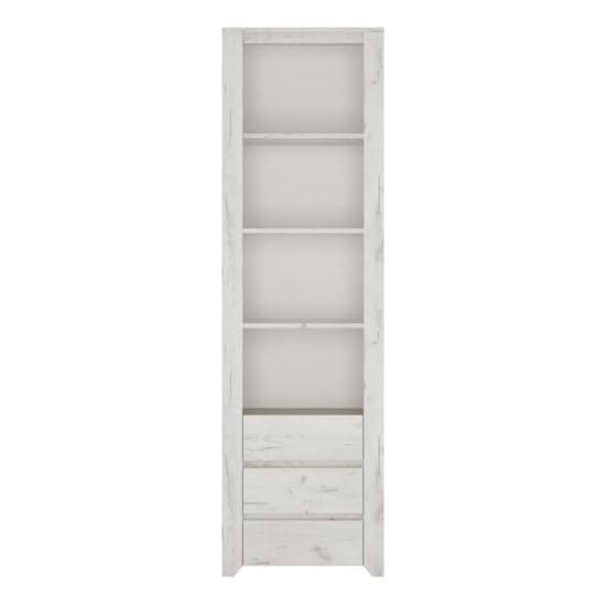 Alink Wooden Bookcase 3 Drawers Tall Narrow In White Craft Oak_2