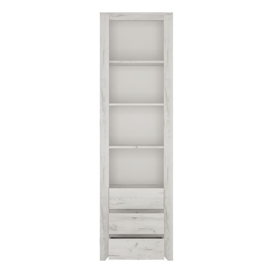 Alink Wooden Bookcase 3 Drawers Tall Narrow In White Craft Oak_3