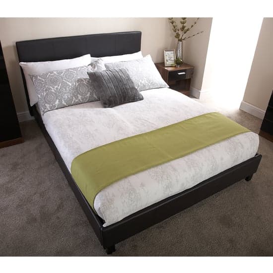 Alcester Faux Leather Small Double Bed In Black_2