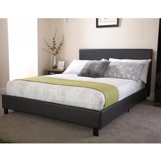 Alcester Faux Leather King Size Bed In Black_1