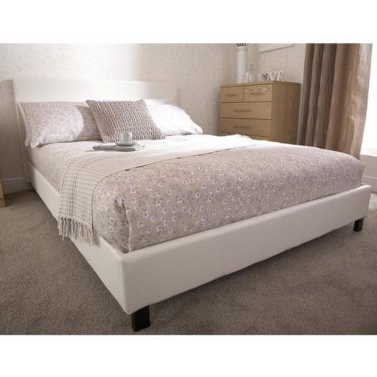 Alcester Faux Leather King Size Bed In White_1