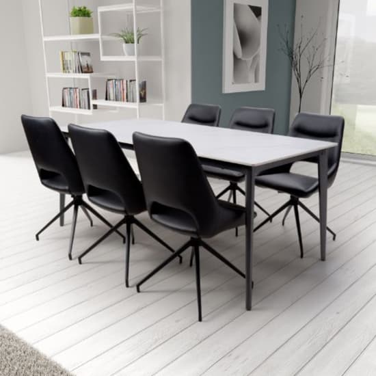 Aliso Large Sintered Stone Dining Table White Marble Effect_6