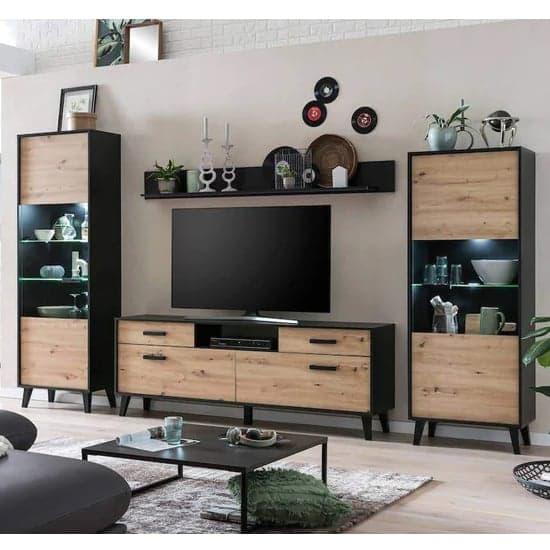 Aliso Living Room Furniture Set 2 In Artisan Oak With LED_2