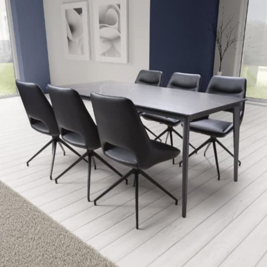 Aliso Small Sintered Stone Dining Table Black Marble Effect_6