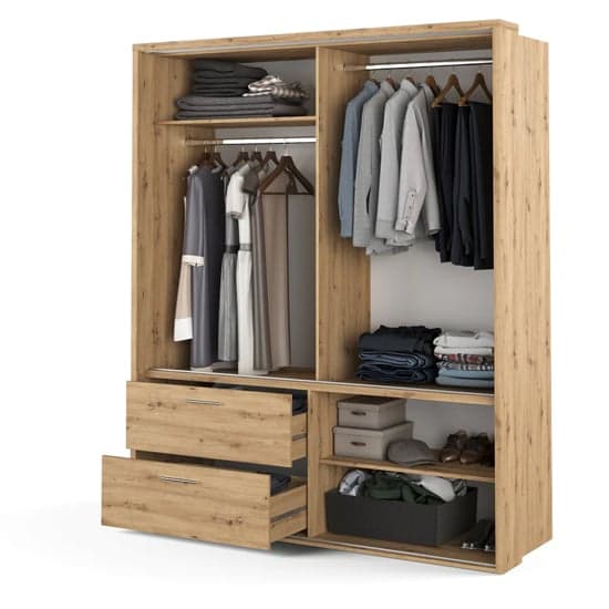 Aliso Wardrobe With 2 Sliding Doors With Drawers In Artisan Oak_2
