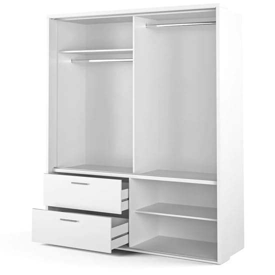 Aliso Wardrobe With 2 Sliding Doors With Drawers In Matt White_3