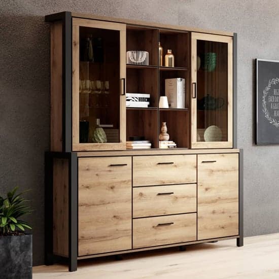 Aliso Wooden Display Cabinet Large In Taurus Oak With LED_1