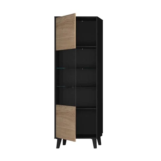 Aliso Wooden Display Cabinet Tall In Artisan Oak With LED_2