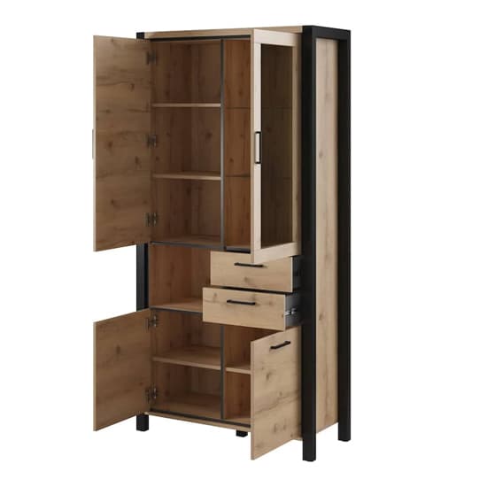 Aliso Wooden Display Cabinet Tall In Taurus Oak With LED_3