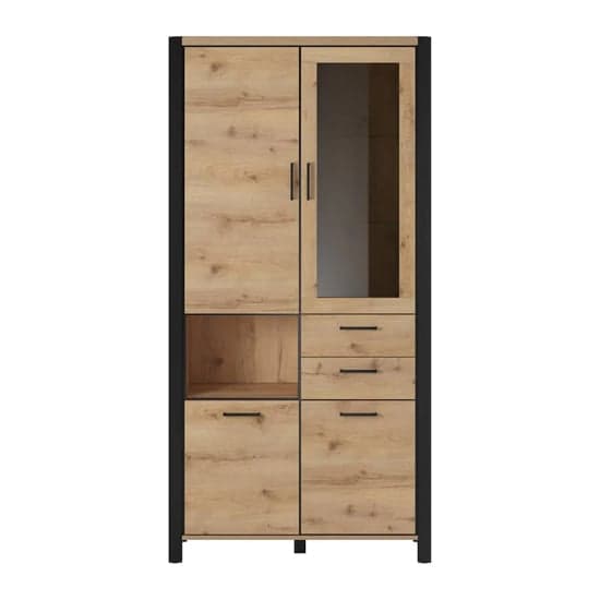 Aliso Wooden Display Cabinet Tall In Taurus Oak With LED_4