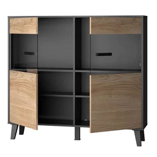 Aliso Wooden Display Cabinet Wide In Artisan Oak With LED_2