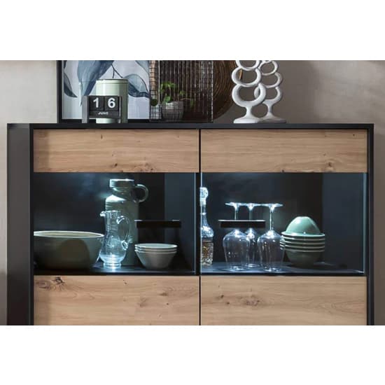 Aliso Wooden Display Cabinet Wide In Artisan Oak With LED_4