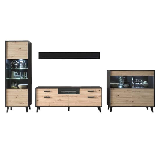 Aliso Wooden Living Room Furniture Set In Artisan Oak With LED_3