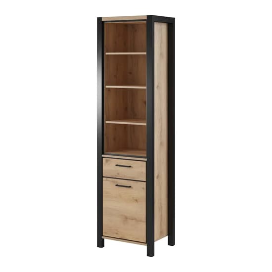 Aliso Wooden Shelving Cabinet Tall In Taurus Oak With LED_2