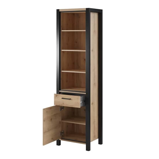 Aliso Wooden Shelving Cabinet Tall In Taurus Oak With LED_3