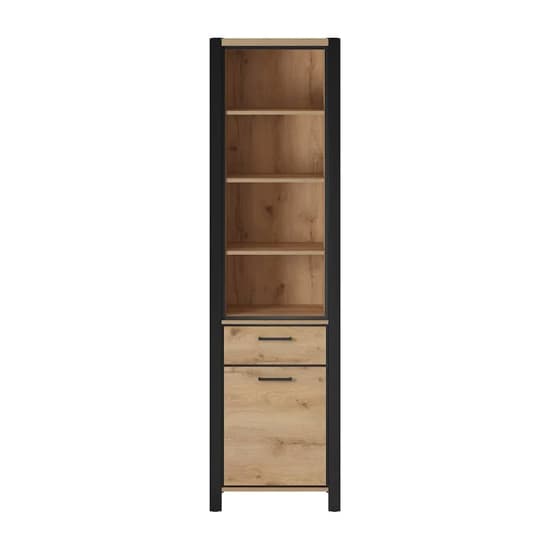 Aliso Wooden Shelving Cabinet Tall In Taurus Oak With LED_4