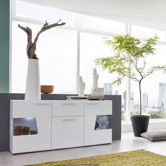 Alison Sideboard In White With High Gloss Fronts And LED_1