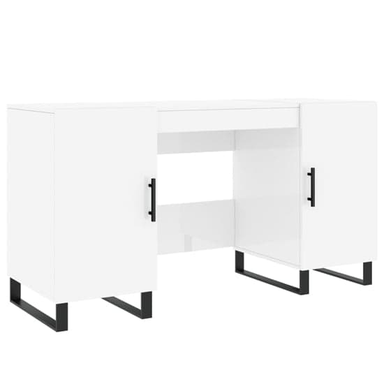 Alivia High Gloss Computer Desk With 2 Doors In White_2